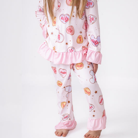 Candy Hearts: Button Up Polyester PJ